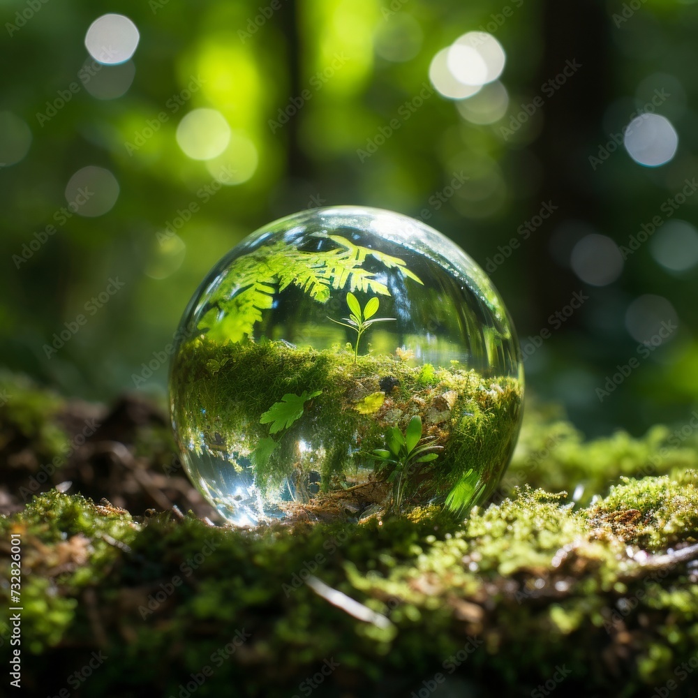 Green earth in crystal sphere. Earth Day. Green earth in crystal sphere. Earth Day.