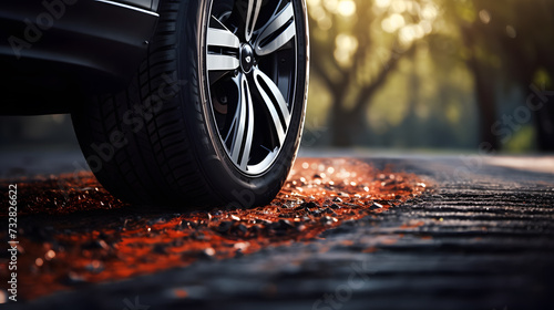 Wallpaper Mural Sunset in the city, the cars traveling on the road. Neural network AI generated art Torontodigital.ca