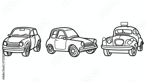 Coloring book. Cartoon clipart cars set for.
