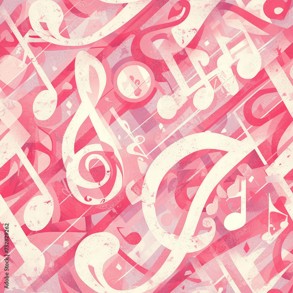 Obraz premium pink abstract patterns music, Seamless tile pattern AI art