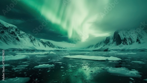 Majestic northern lights over snow-capped mountains © ColdFire