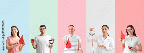 Collage of blood donors and...