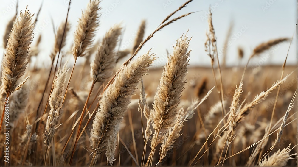Fototapeta premium Tussock of dried prairie grass on plain white background from Generative AI