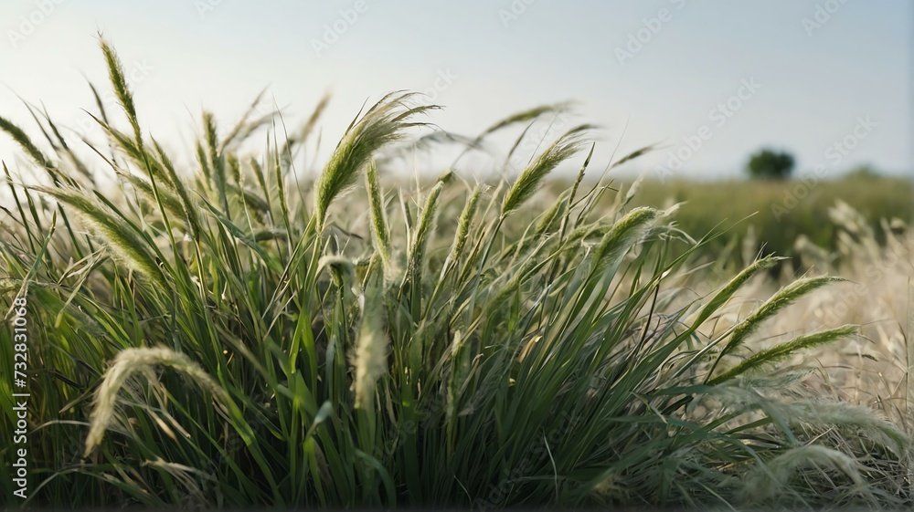 Tussock of green grass on plain white background from Generative AI Tussock of green grass on plain white background from Generative AI