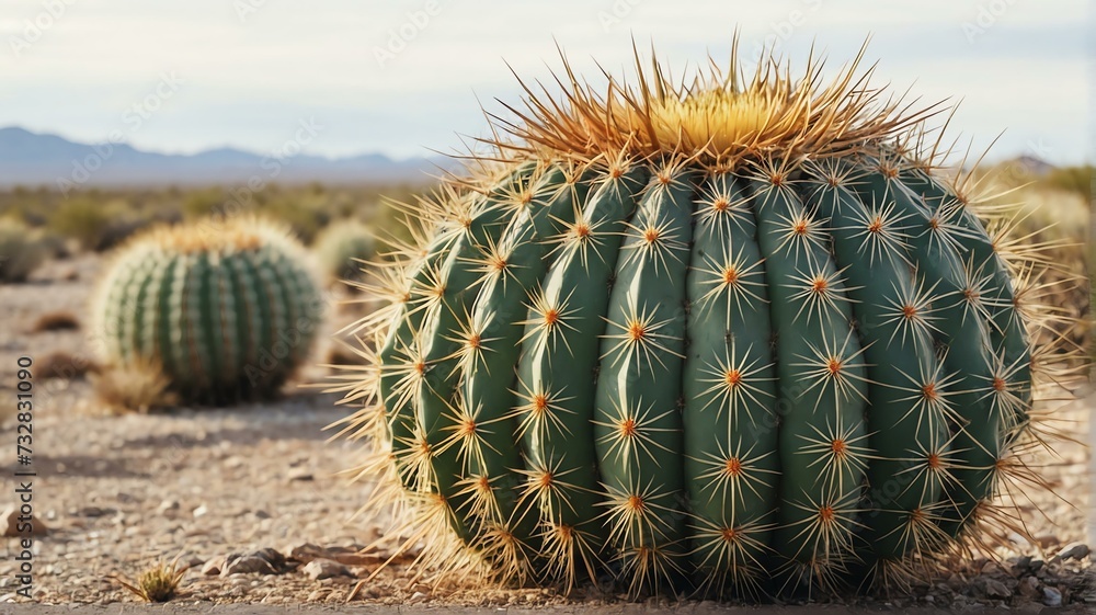 Bush of barrel cactus on plain white background from Generative AI Bush of barrel cactus on plain white background from Generative AI