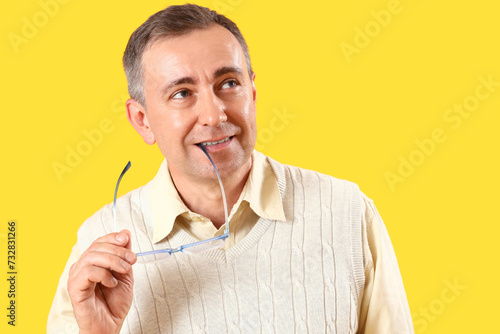 Thoughtful mature man with ...