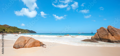 Tropical Paradise - Anse Source d'Argent Beach on island La Digue in Seychelles