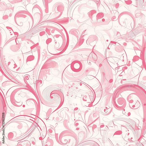 pink abstract patterns music, Seamless tile pattern AI art