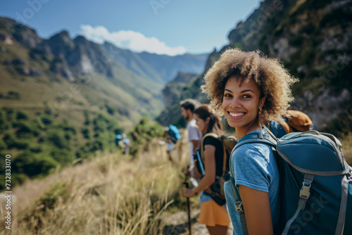Joyful Hiker Exploring Mountain Trails