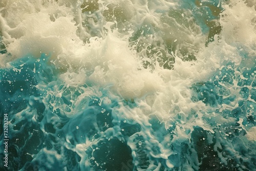 Abstract texture of ocean waves. Aqua and turquoise sea foam photo