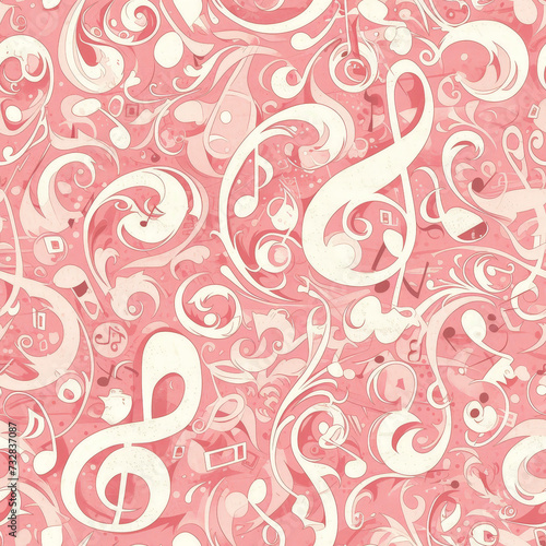pink abstract patterns music, Seamless tile pattern AI art