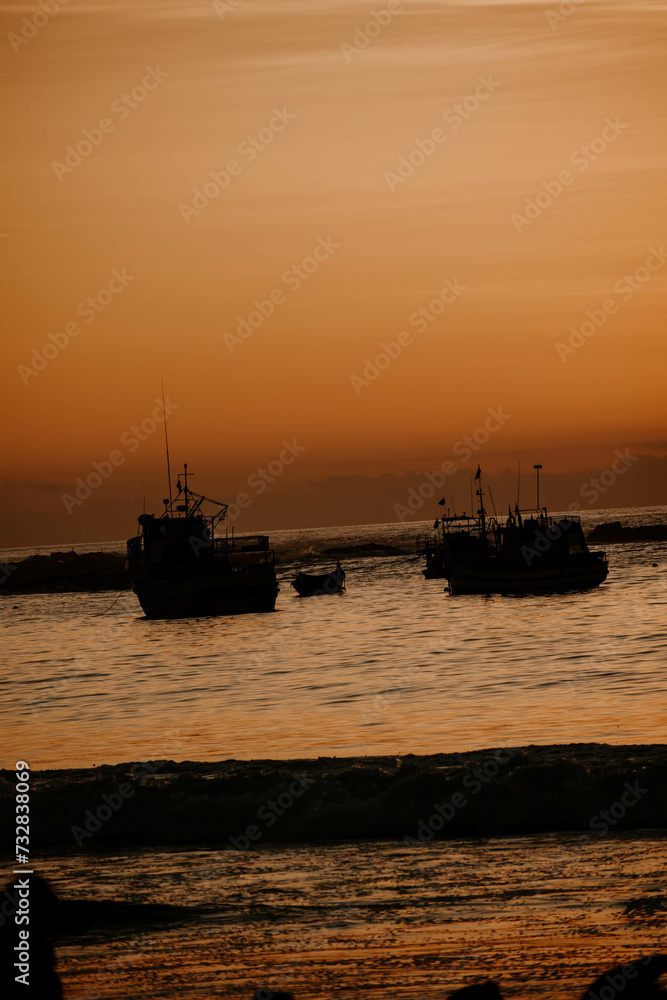 Boats at sunset

