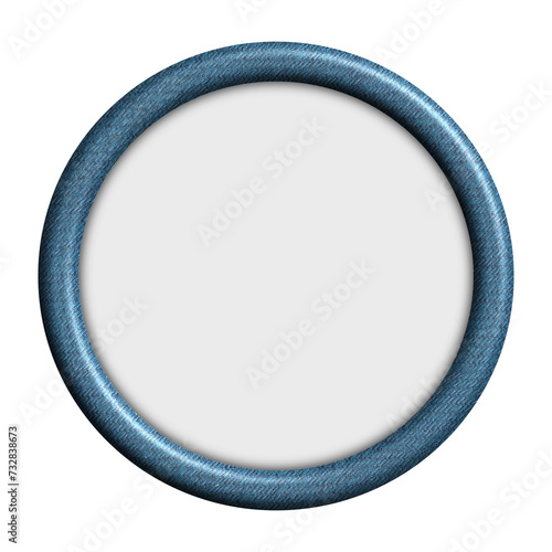 Fotografi blue denim round 3d frame with off-white shadowy center