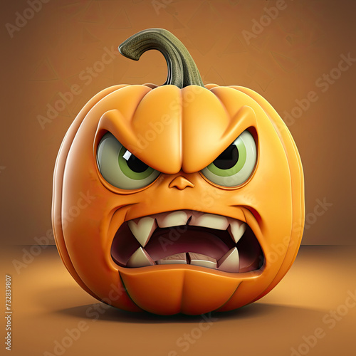Cute Cartoon Angry Pumpkin ...