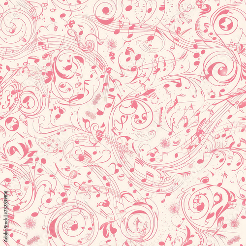 pink abstract patterns music, Seamless tile pattern AI art