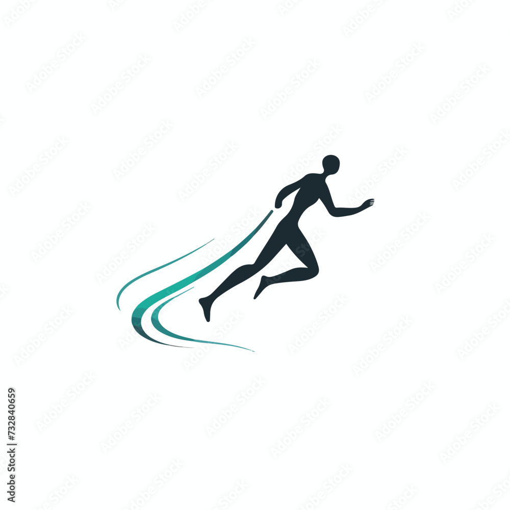 Running stick figure logo design template.