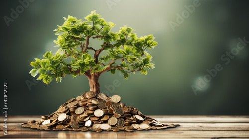 A tree grows out of gold coins