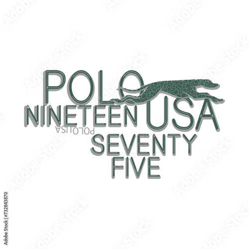 Polo nineteen seventy five USA written in gray and with a leopard next to the word Polo. Vector for silkscreen, dtg, dtf, t-shirts, signs, banners, Subimation Jobs or for any application