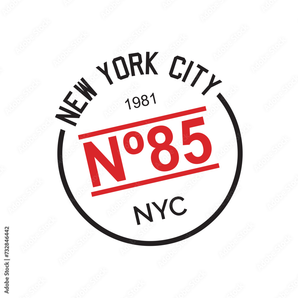 abstract vector image button written new york city nº 85 1981 NYC, print style. Vector for silkscreen, dtg, dtf, t-shirts, signs, banners, Subimation Jobs or for any application