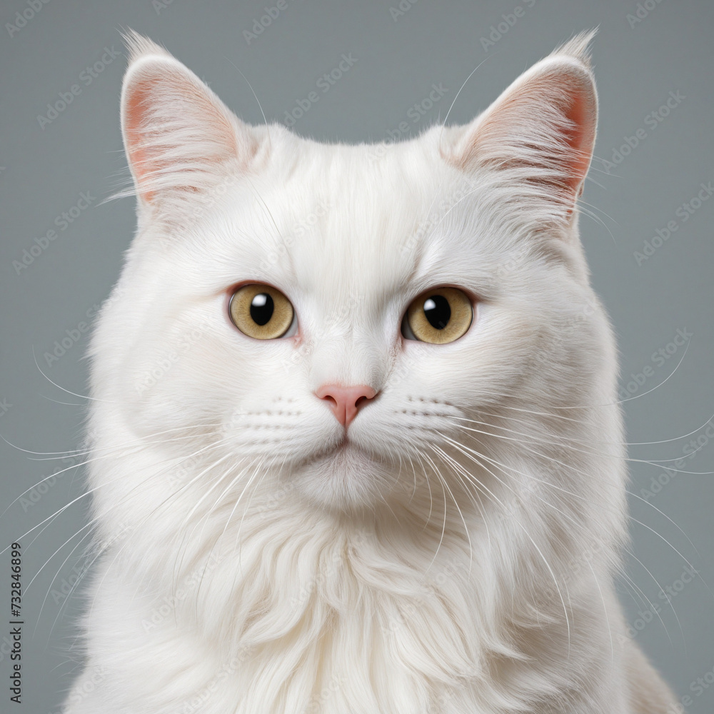 flat logo of Cute white cat lovely flat logo of Cute white cat lovely