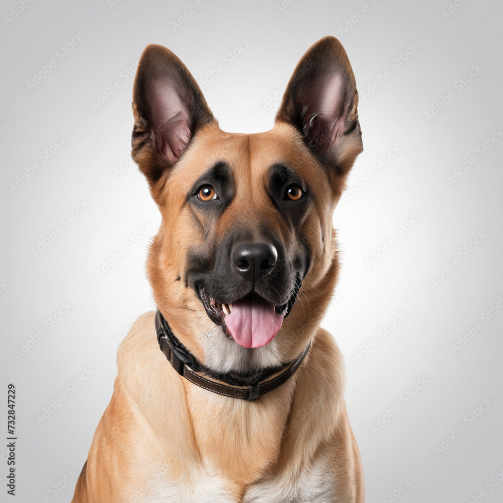 Portrait of a German Shepherd dog sitting isolated on a white background suitable for animal lovers' banner, print, website, or wallpaper, with a transparent background perfect for studio or pet-relat Portrait of a German Shepherd dog sitting isolated on a white background suitable for animal lovers' banner, print, website, or wallpaper, with a transparent background perfect for studio or pet-relat