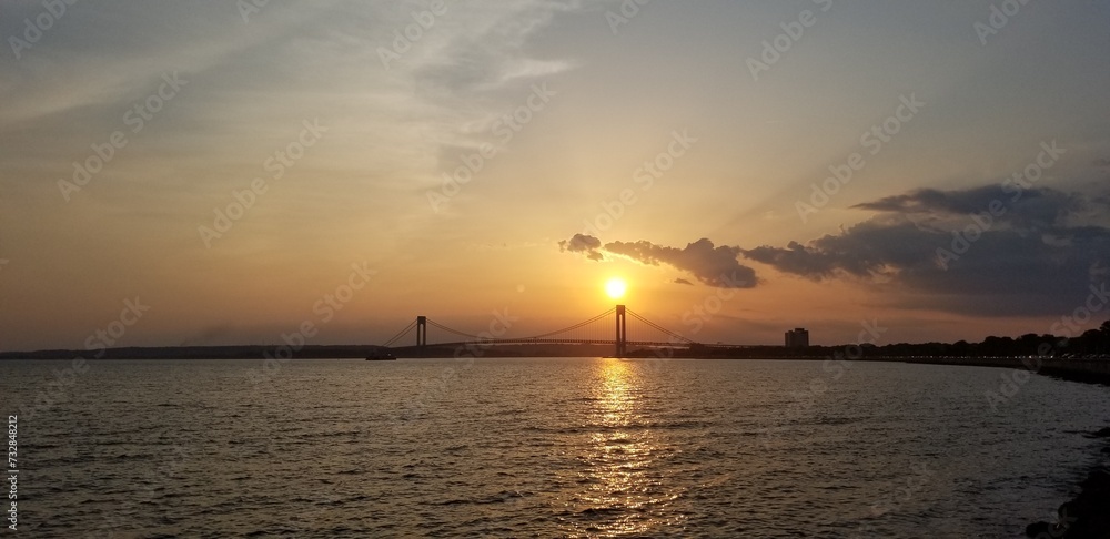 Naklejka premium sunrise over the river