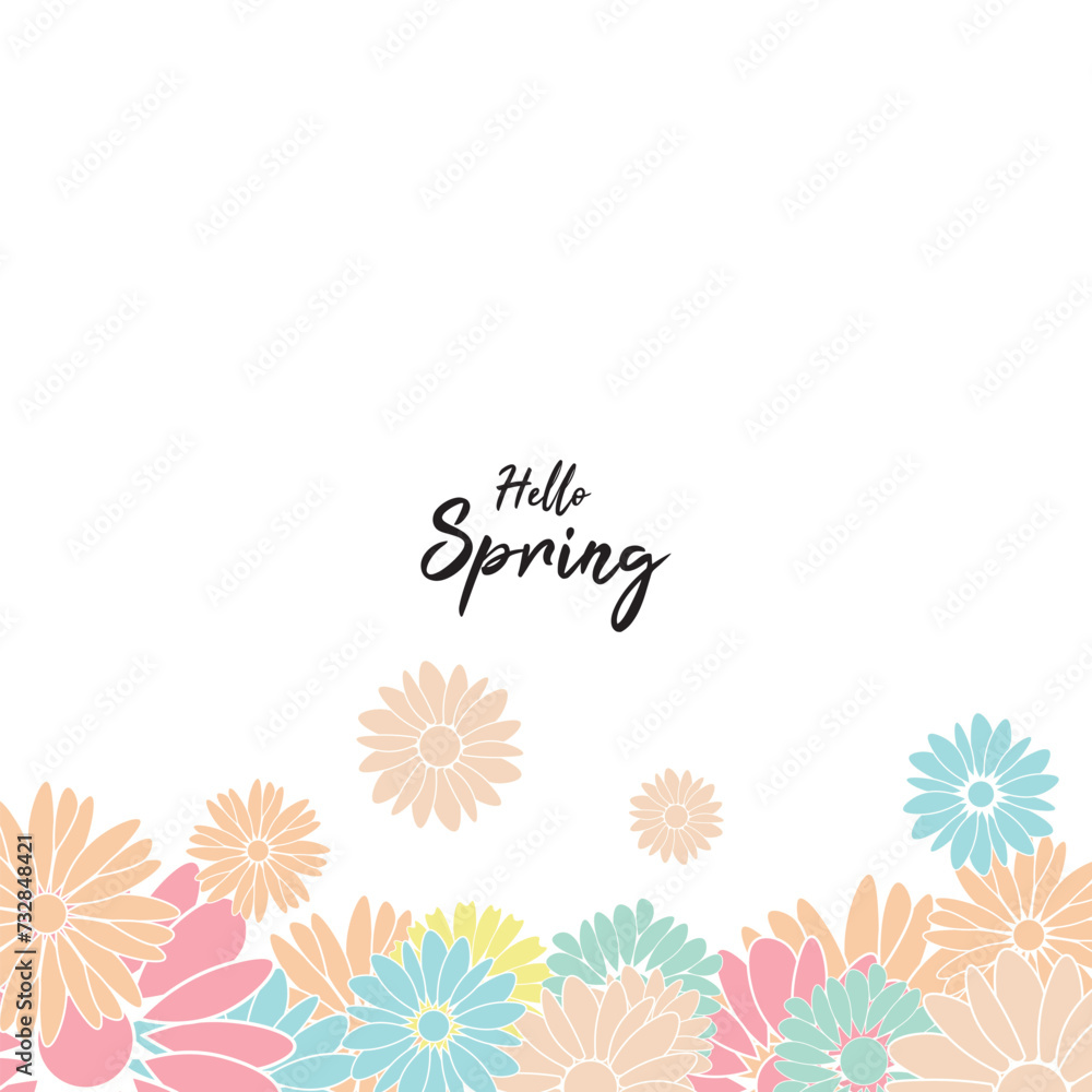 Spring abstract vector backgrounds with flowers,Art illustration for card, banner, invitation, social media post, poster, advertising.