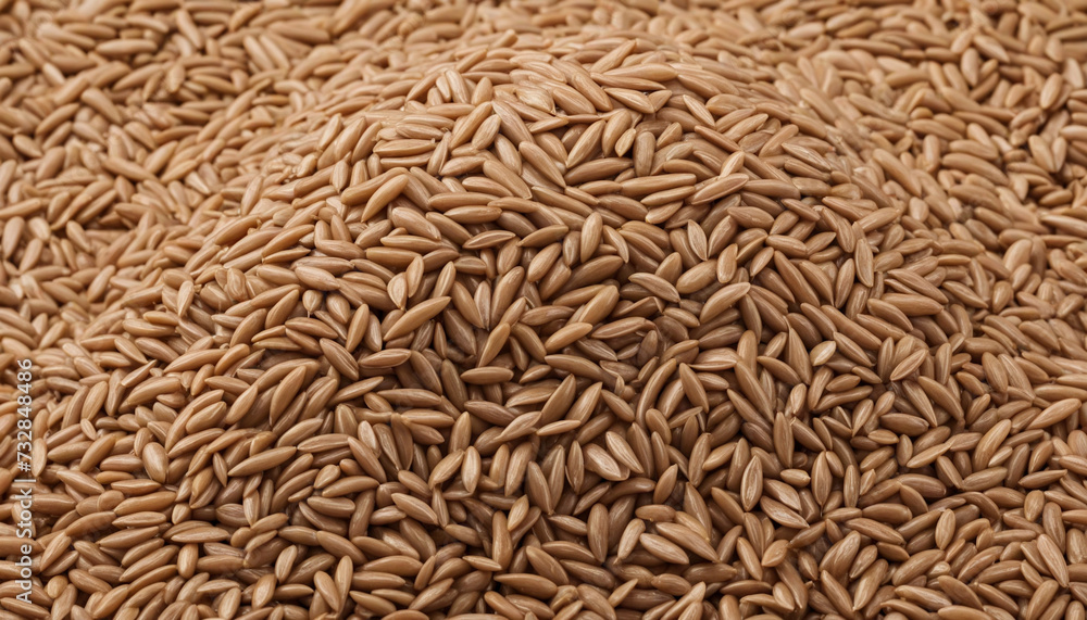 A mound of nutritious brown rice, ideal for a tasty and wholesome meal option A mound of nutritious brown rice, ideal for a tasty and wholesome meal option