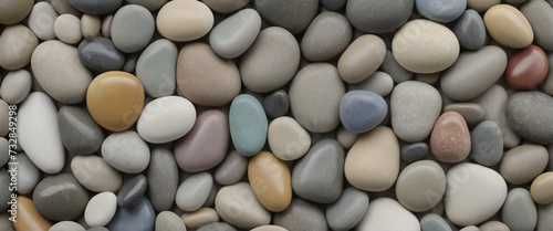 Group of smooth river stones scattered on a transparent background, isolated in various colors and textures