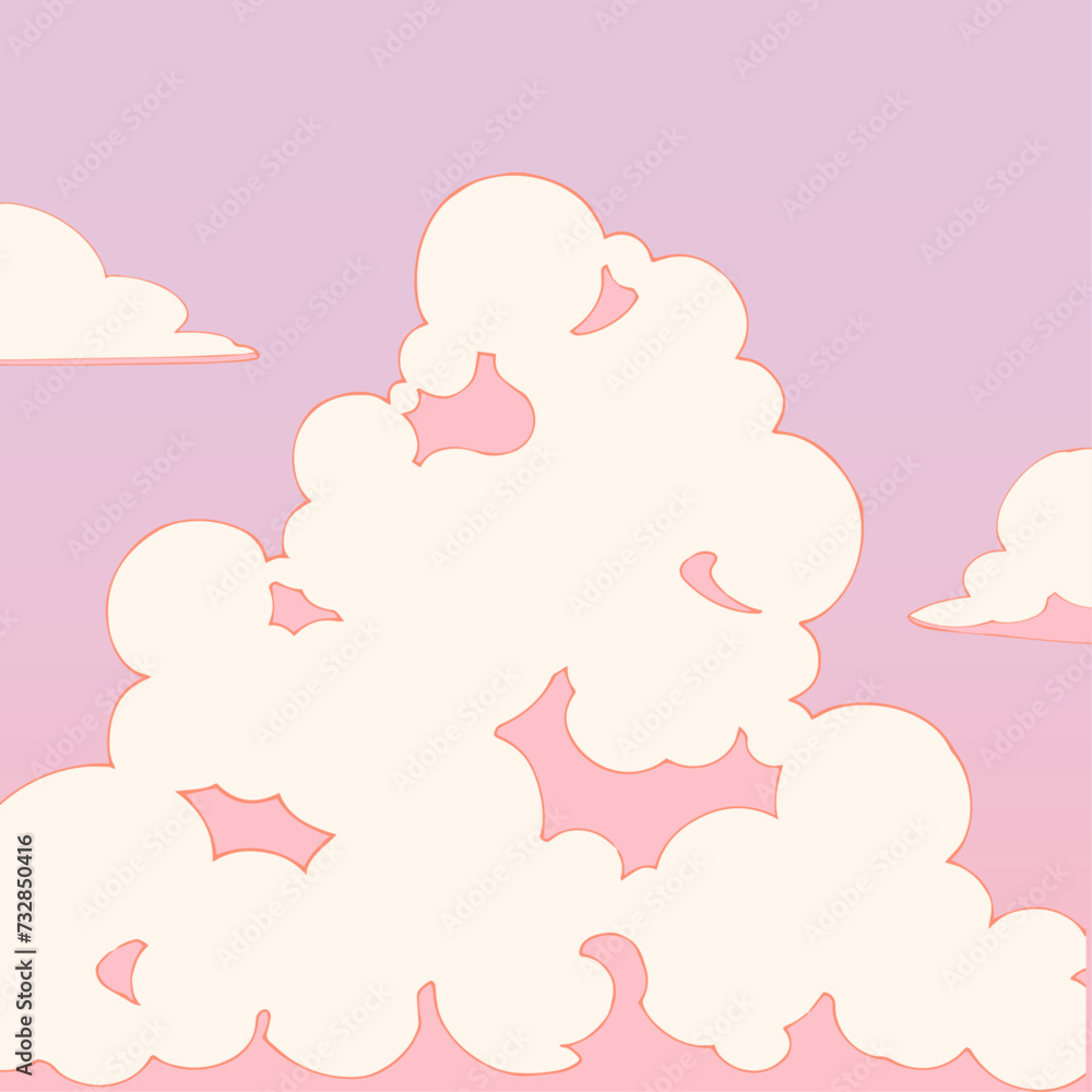 背景素材_夕焼けと入道雲