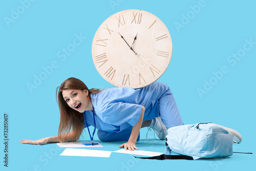 Female medical intern with ...