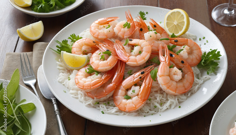 Plate of delicious grilled shrimp served in a luxurious seafood restaurant, isolated on a transparent background - AI-generated dish perfection Plate of delicious grilled shrimp served in a luxurious seafood restaurant, isolated on a transparent background - AI-generated dish perfection