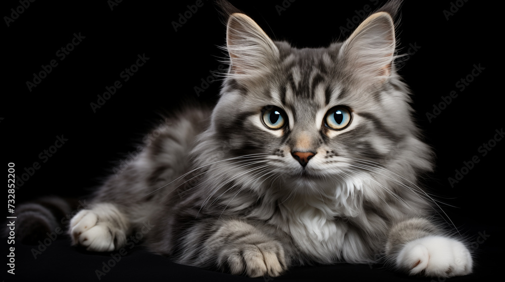 Pretty cat looking at camera with eyes, cute domestic cat animal for people