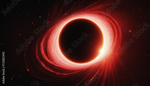 A bright black hole with red light opening in the night sky from Generative AI photo