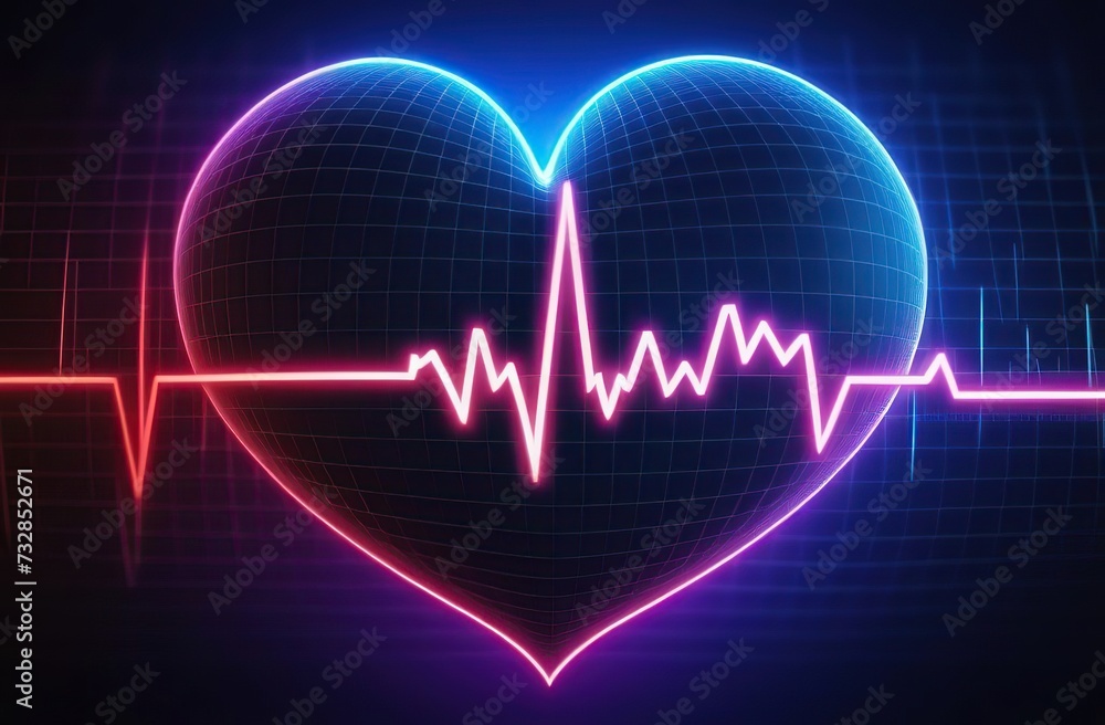 Abstract heart and digital cardiogram curve as a symbol of cardiovascular health. Background Abstract heart and digital cardiogram curve as a symbol of cardiovascular health. Background