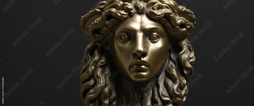 Ancient Roman Lion Sculpture Head with a Golden Touch: A Symbol of History and Religion