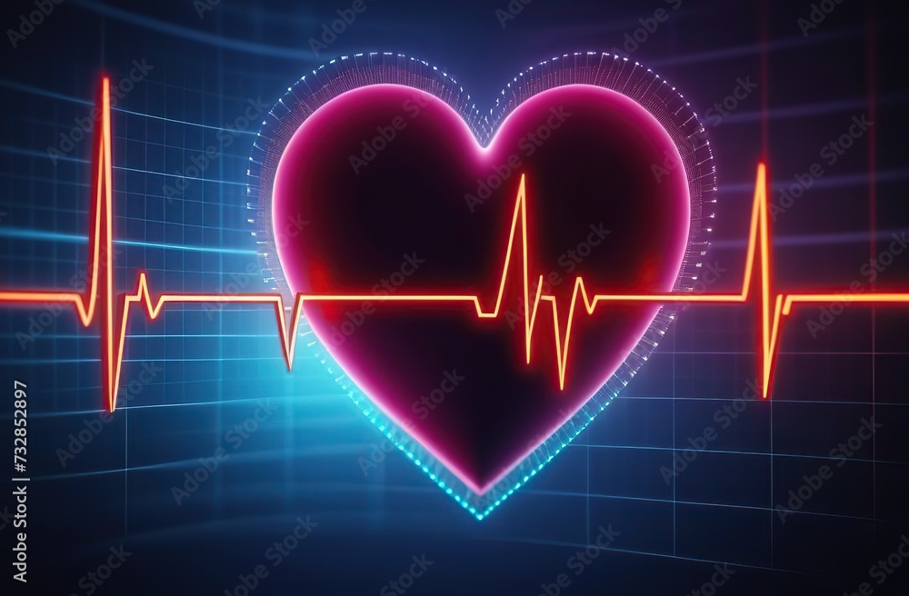 Abstract heart and digital cardiogram curve as a symbol of cardiovascular health. Background Abstract heart and digital cardiogram curve as a symbol of cardiovascular health. Background