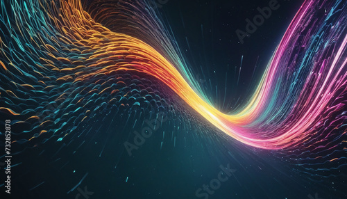 Colorful abstract wave of vibrant particles with dynamic sound visualization  a futuristic concept in digital art 
