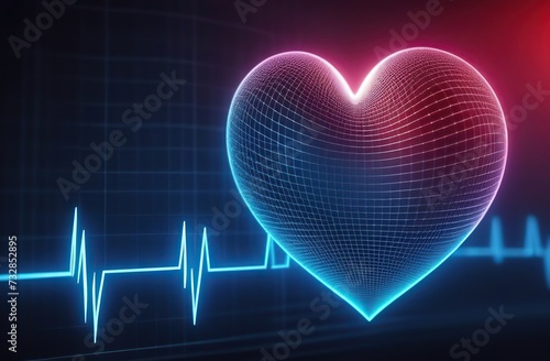 Abstract heart and digital cardiogram curve as a symbol of cardiovascular health. Background 