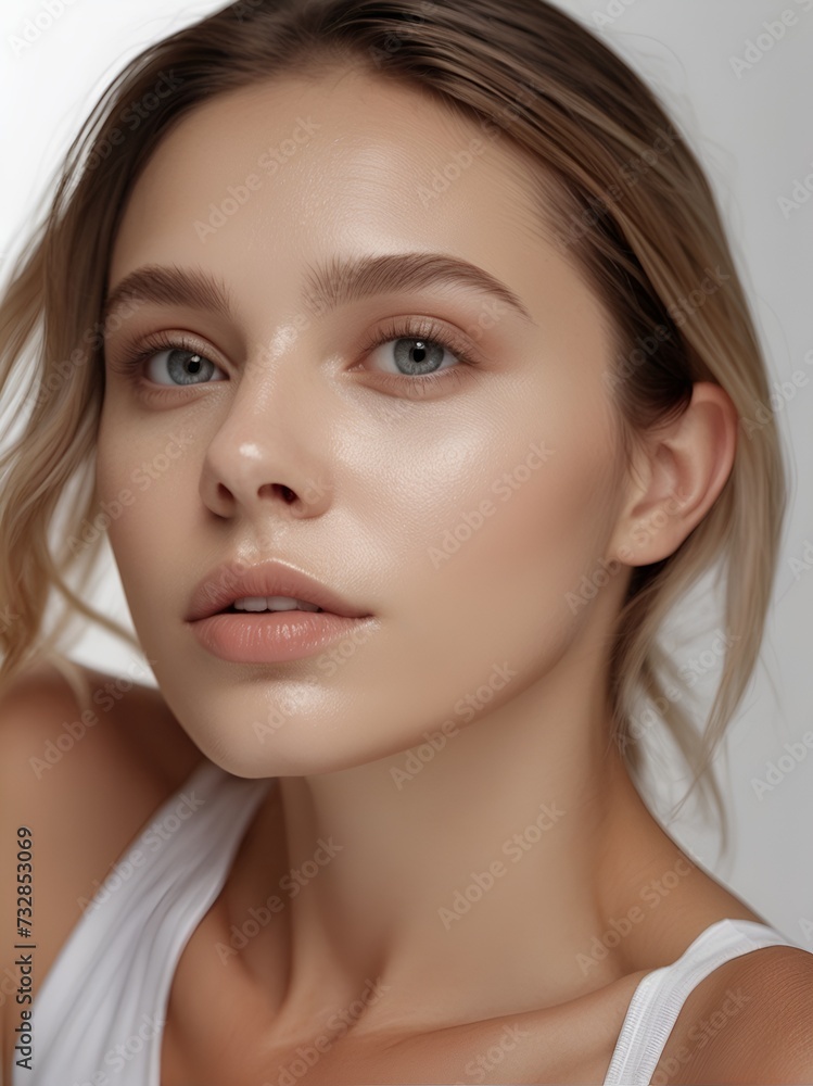 Cosmetology, beauty and spa, Portrait beautiful young woman with clean fresh skin. Model with healthy skin, close up portrait. Cosmetology, beauty and spa, Portrait beautiful young woman with clean fresh skin. Model with healthy skin, close up portrait.