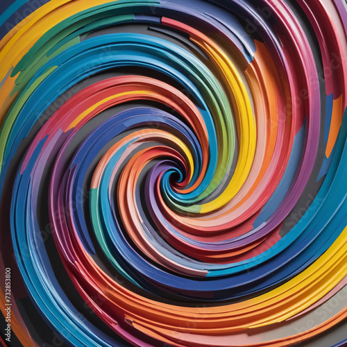 Rainbow Swirls Dancing Around the Center  Creating a Captivating and Energetic Abstract Art Piece