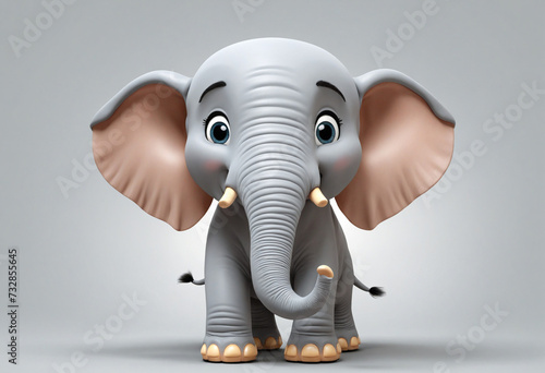 Adorable 3D Cartoon Elephant Character