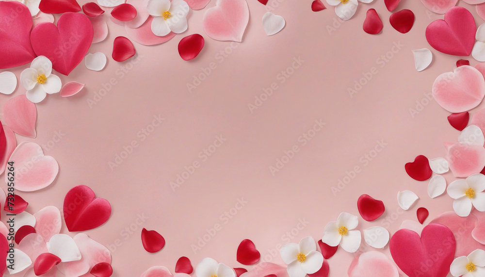 Valentine's Day Border with Rose Petals on transparent background