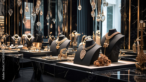 Jewelry showcase experiencing opulence in the store.