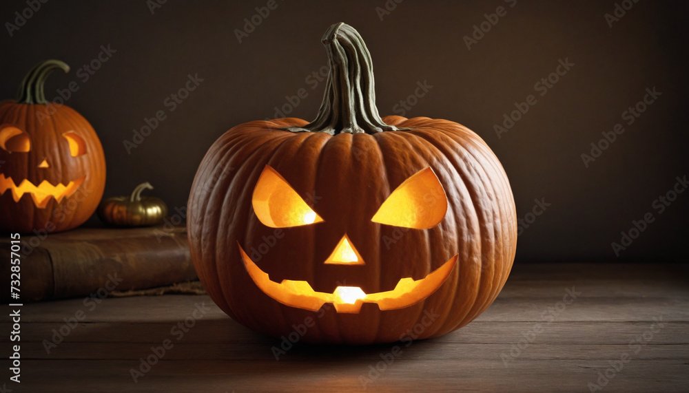 Spooky Pumpkin with Glowing Halloween Lights Spooky Pumpkin with Glowing Halloween Lights