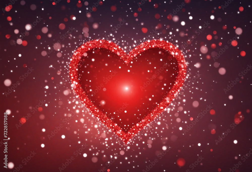 Valentine's Day Red Heart Background with Sparkling Bokeh and Room for Text Valentine's Day Red Heart Background with Sparkling Bokeh and Room for Text