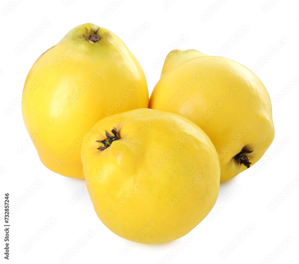 Delicious fresh ripe quinces isolated on white