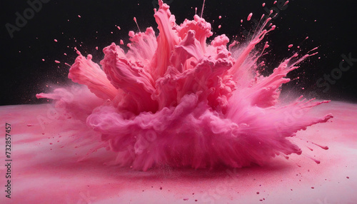 Colorful pink red rainbow smoke paint explosion, color fume powder splash, motion of liquid ink dye in water