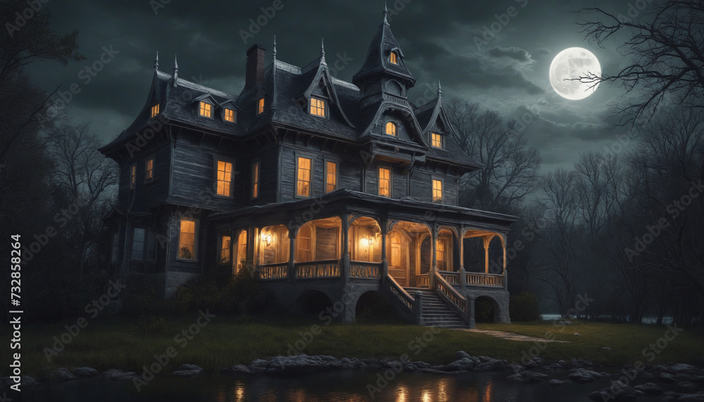 Obraz premium Spooky Cabin in the Forest