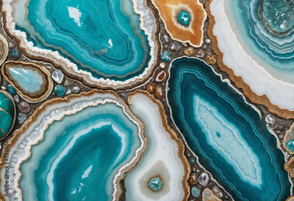 Turquoise agate crystal close-up